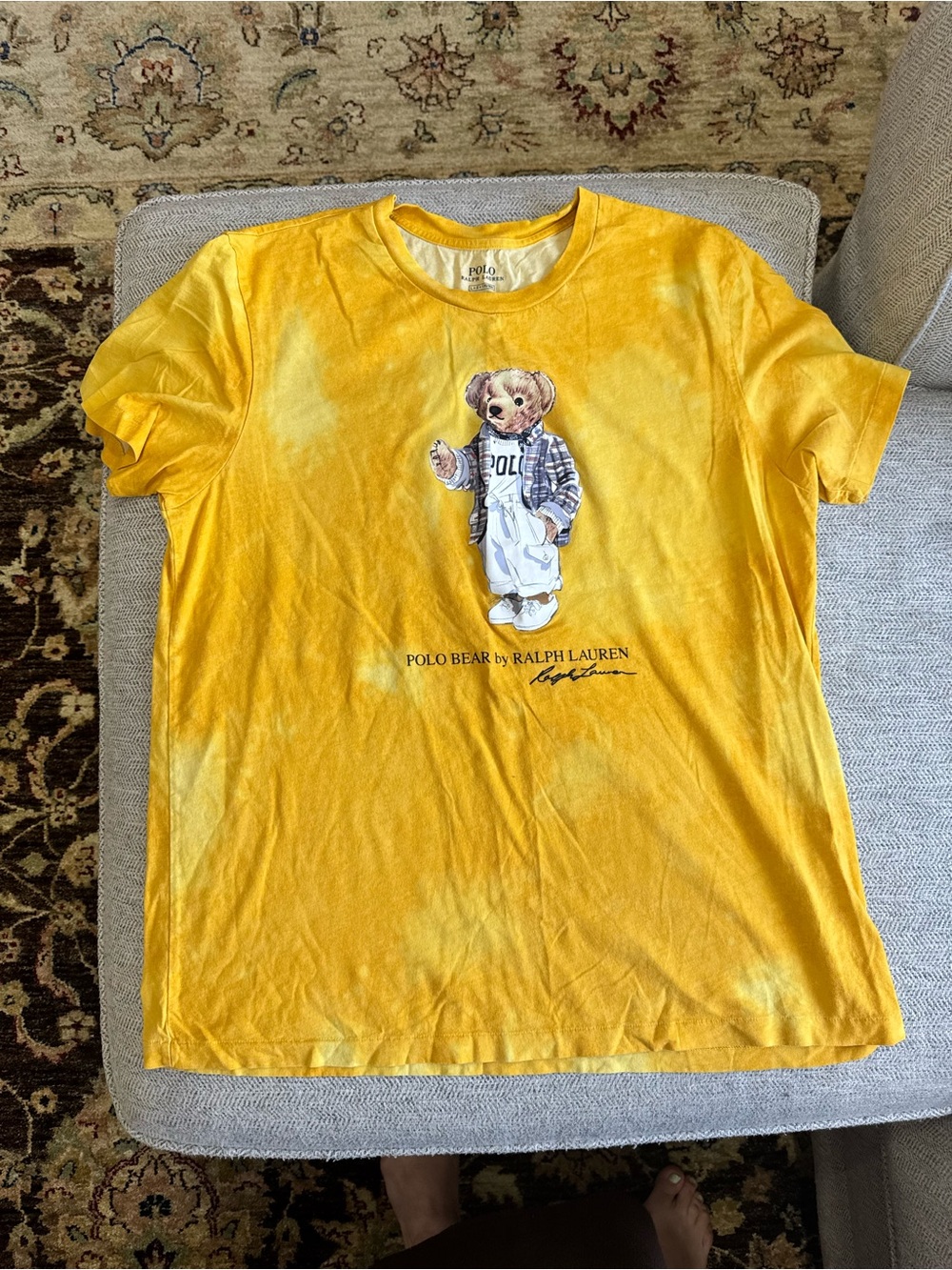 Polo Bear By Ralph Lauren Men’s Large T-shirt Yellow Tie Dye
